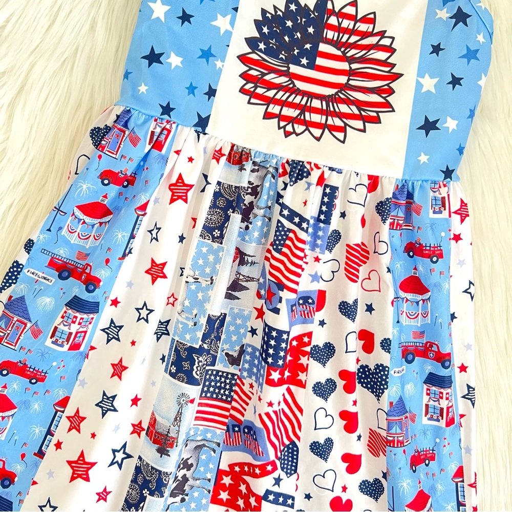 Girl Boutique Floral Patriotic Dress - Picture 4 of 4
